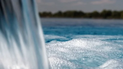 Waterfall in the pool close-up under the open sky. Stock Footage 115493305