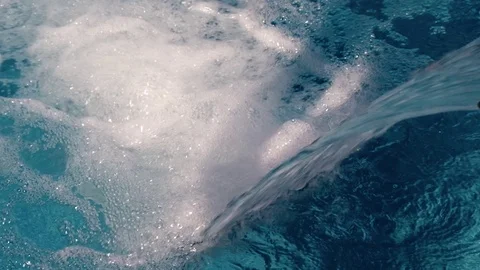 Waterfall in the pool close-up under the open sky. Stock Footage 115493474