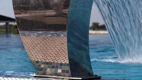 Waterfall in the pool close-up under the open sky. Stock Footage 115493495