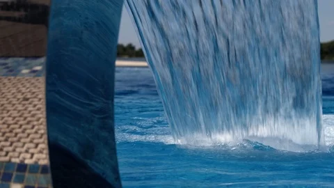 Waterfall in the pool close-up under the open sky. Stock Footage 115494409