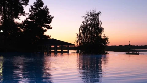 Waterfall in the pool close-up under the open sky. Stock Footage 115495103