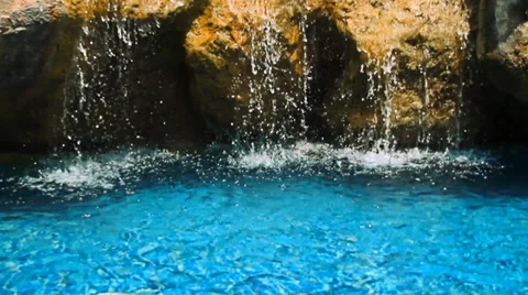 Waterfall in the pool Stock Footage 37965564