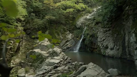 Waterfall pool near Kirazli Monastery in Erdek Stock Footage 336467042