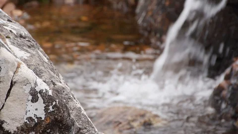 Waterfall Pool with Water Flowing in Slow Steady Cam Shot Vídeo Stock 97361209