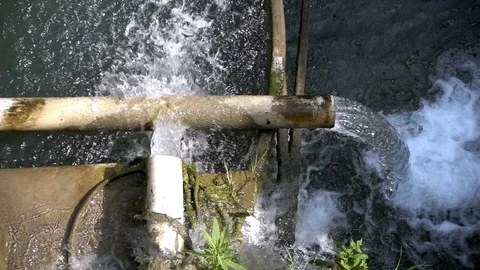 Waterfall to Pool from Water Pipes Stock Footage 88893976