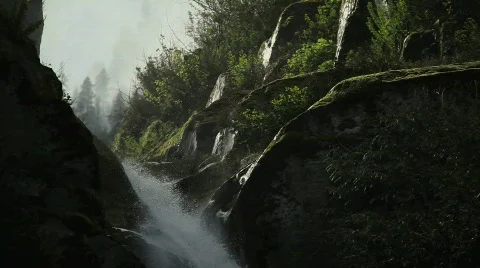 Waterfall pouring over rocks Stock Footage