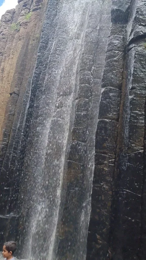 Waterfall Prismas Basálticos - Huasca de Ocampo, Hidalgo - Pueblo Mágico Stock Footage 202088417