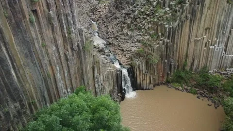 Waterfall Prismas Basálticos - Huasca de Ocampo, Hidalgo - Pueblo Mágico Cascada Stock Footage 202089448