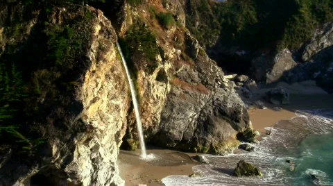 Waterfall on pristine beach V5 - HD 스톡 동영상 779510