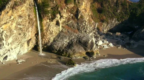 Waterfall on pristine beach V6 - HD Stock Footage 779481