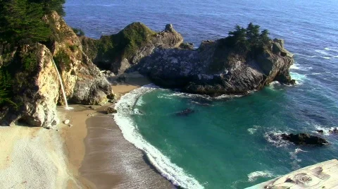 Waterfall on pristine beach V7 - HD 스톡 동영상 779387