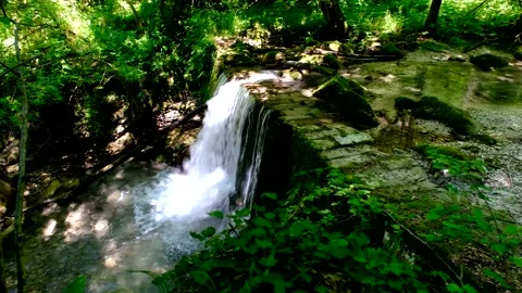 Waterfall produced by the orfento river in the mountain area of majella abruzzo Stock-Footage 136520005