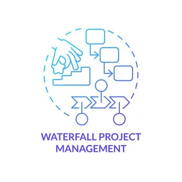 Waterfall project management blue gradient concept icon Stock Illustration