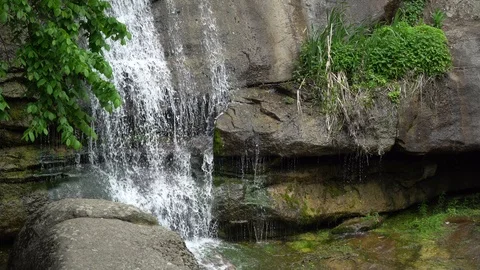 Waterfall in public park, fast streaming water. Stock Footage 107996012