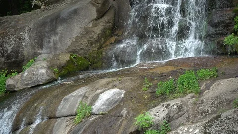 Waterfall in public park, fast streaming water. Stock Footage 107996361