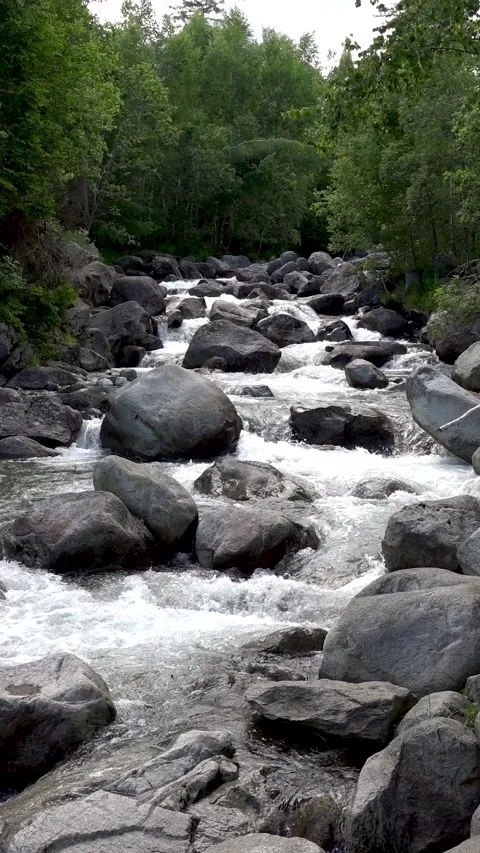 A waterfall of pure mountain spring water flowing from the mountains Video stock 278465077