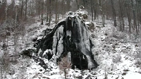 Waterfall Radaufall in Germany in Winter Stock Footage 48725798