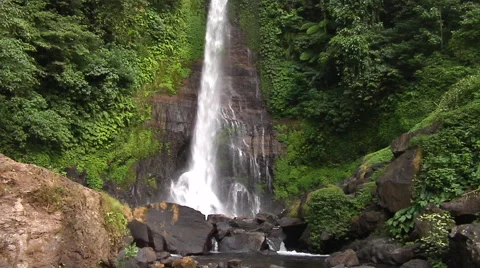 Waterfall in the rain forest in Bali Stock Footage 41380506