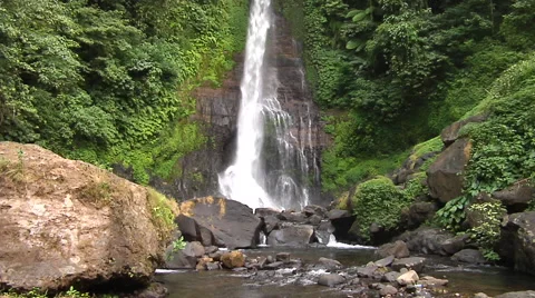 Waterfall in the rain forest in Bali Stock Footage 41380510