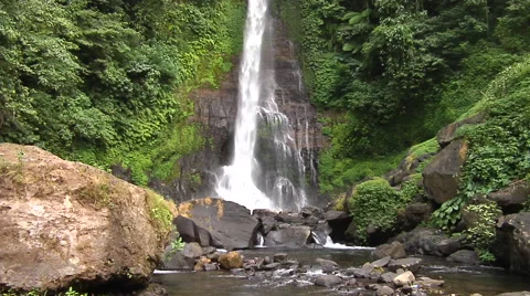 Waterfall in the rain forest in Bali Stock Footage 41380516
