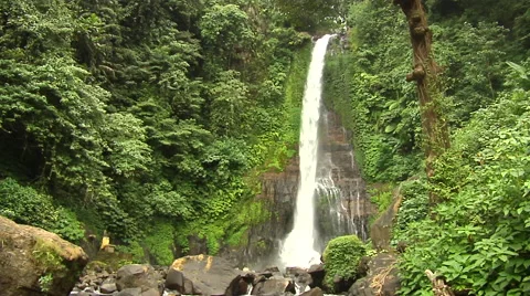 Waterfall in the rain forest in Bali Stock Footage 41380520