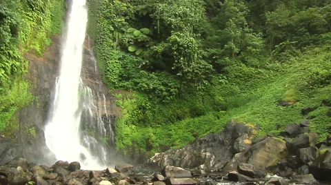 Waterfall in the rain forest in Bali Stock Footage 41380523