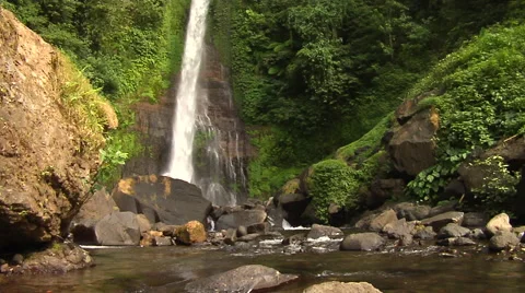 Waterfall in the rain forest in Bali Stock Footage 41380530