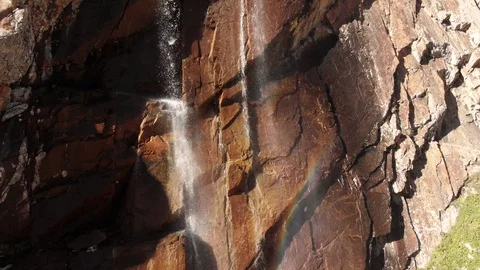 Waterfall Rainbow Ak-Sai in Ala Archa National Park Kyrgyzstan 動画素材 128361637