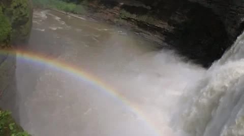Waterfall with Rainbow Stockbeeldmateriaal 52493801