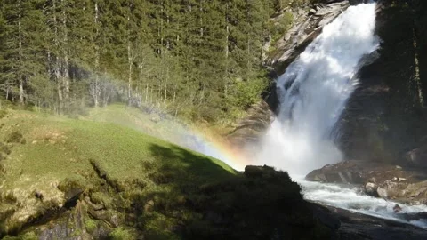 Waterfall with a rainbow Stock Footage 136322850