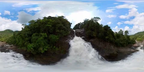 Waterfall in the rainforest. Bopath Falls. 360 panorama VR. Sri Lanka. 5.7k Stock Footage 201785294