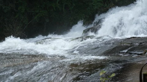 Waterfall in rainforest with clear water. Stream running fast  in rainy season. Stock Footage 252402762