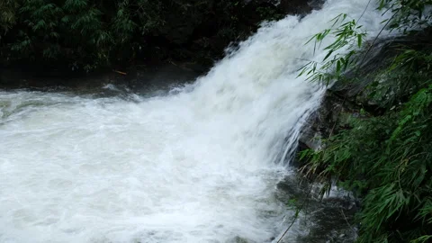 Waterfall in rainforest with clear water. Stream running fast  in rainy season. Stock Footage 252402960