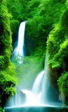 Waterfall in the rainforest Stock Illustration