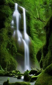 Waterfall in the rainforest Stock Illustration