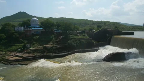 Waterfall Rajdari Devdari and Latif Shah, Chandrprabha  Dam Aerial View Stock Footage 288666822