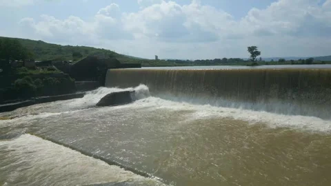 Waterfall Rajdari Devdari and Latif Shah, Chandrprabha  Dam Aerial View Stock Footage 288666823