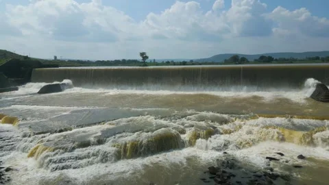 Waterfall Rajdari Devdari and Latif Shah, Chandrprabha  Dam Aerial View Stock Footage 288666824