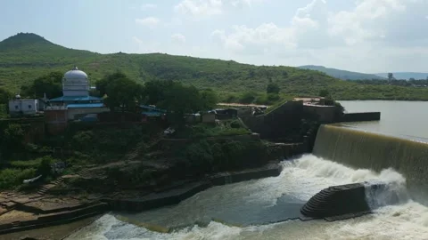 Waterfall Rajdari Devdari and Latif Shah, Chandrprabha  Dam Aerial View Stock Footage 288666846