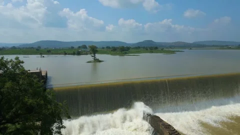 Waterfall Rajdari Devdari and Latif Shah, Chandrprabha  Dam Aerial View Stock Footage 288666849
