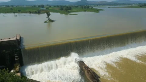 Waterfall Rajdari Devdari and Latif Shah, Chandrprabha  Dam Aerial View Stock Footage 288666851