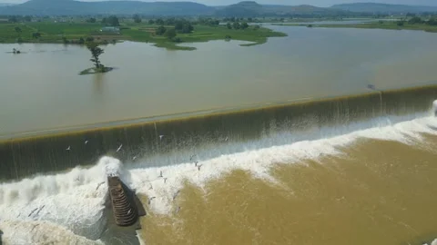 Waterfall Rajdari Devdari and Latif Shah, Chandrprabha  Dam Aerial View Stock Footage 288666855