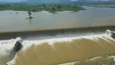 Waterfall Rajdari Devdari and Latif Shah, Chandrprabha  Dam Aerial View Stock Footage 288666864