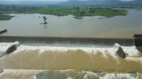 Waterfall Rajdari Devdari and Latif Shah, Chandrprabha  Dam Aerial View Stock Footage 288666872