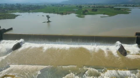 Waterfall Rajdari Devdari and Latif Shah, Chandrprabha  Dam Aerial View Stock Footage 288666887