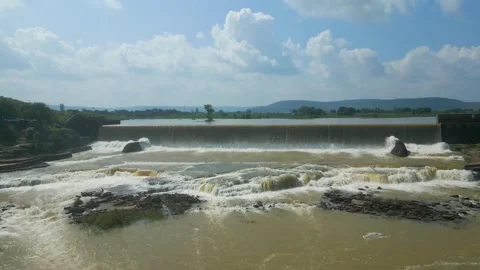 Waterfall Rajdari Devdari and Latif Shah, Chandrprabha  Dam Aerial View Stock Footage 288666905