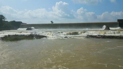 Waterfall Rajdari Devdari and Latif Shah, Chandrprabha  Dam Aerial View Stock Footage 288666912