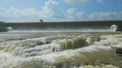 Waterfall Rajdari Devdari and Latif Shah, Chandrprabha  Dam Aerial View Stock Footage 288666914