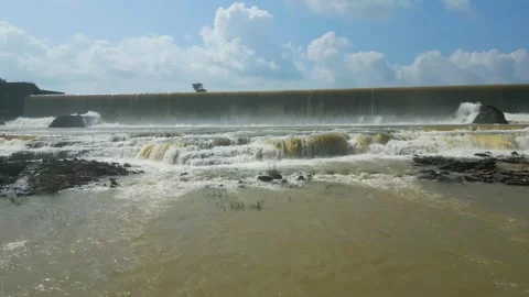 Waterfall Rajdari Devdari and Latif Shah, Chandrprabha  Dam Aerial View Stock Footage 288666917