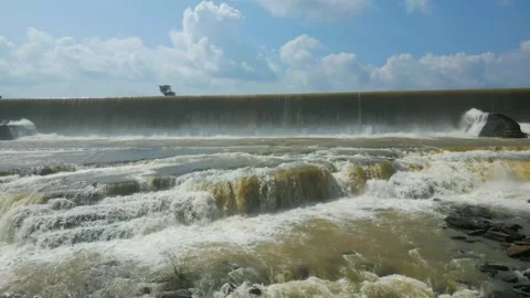 Waterfall Rajdari Devdari and Latif Shah, Chandrprabha  Dam Aerial View Stock Footage 288666926